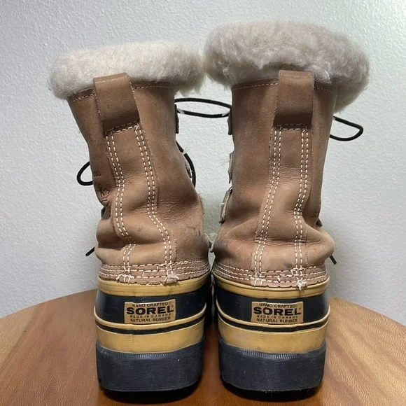 Vintage Sorel Caribou Wool Lined Rain Boots Lace Up Hiking Snow Work Boot Size 8 - Picture 6 of 16